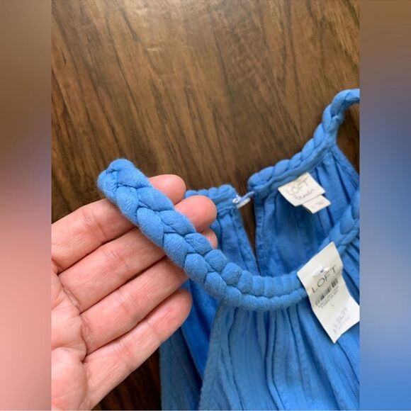 Loft beac braided belt halter midi dress size L - Picture 8 of 11